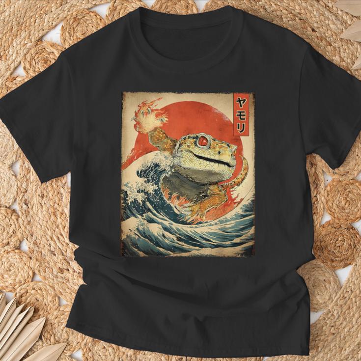 ヒョウ ヤモリ トカゲ 怪獣 怪獣 日本のビンテージポスター Tシャツ 高齢者への贈り物
