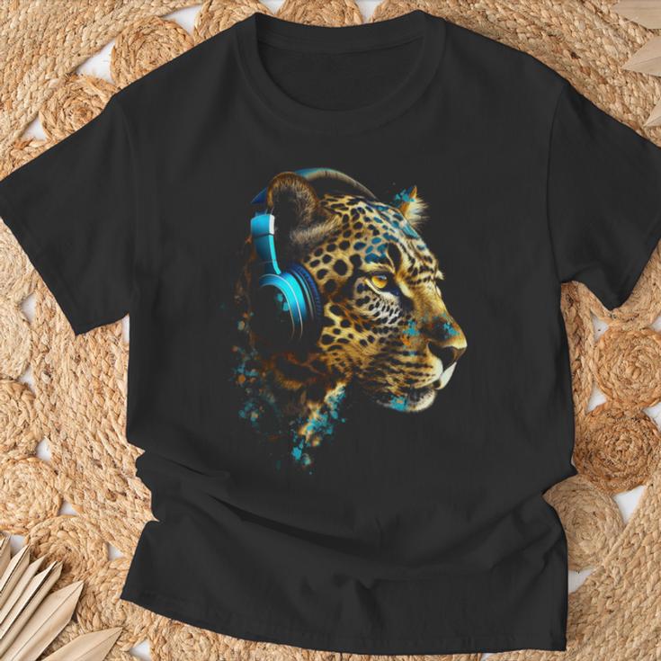 ヒョウ音楽 – 動物愛好家アートヘッドフォン アニマルレオパード Tシャツ 高齢者への贈り物