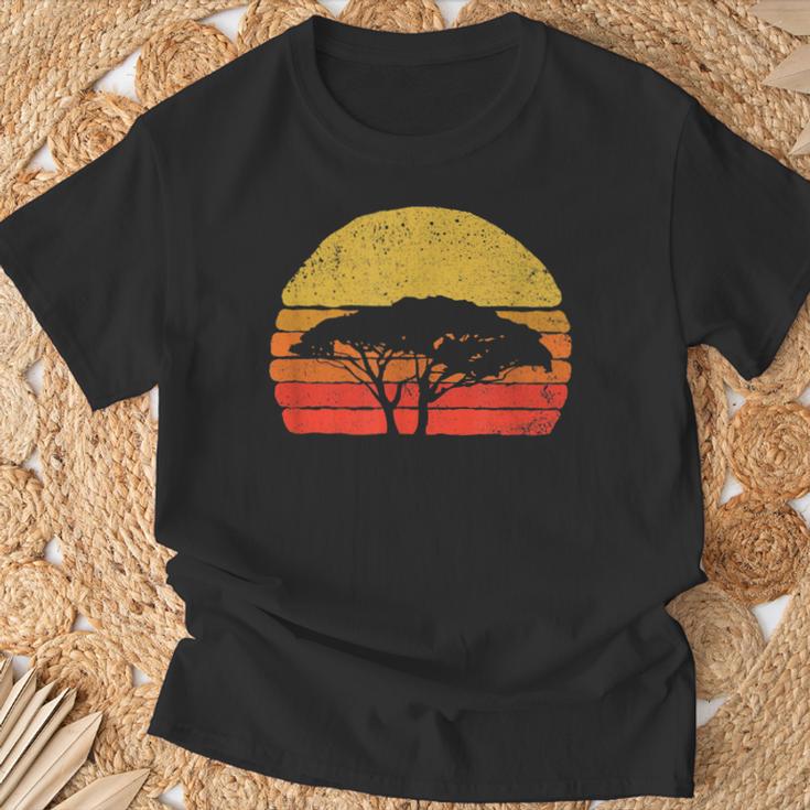 ビンテージ アウトドア サン サバンナ ツリー ミニマリスト サンセット Tシャツ 高齢者への贈り物