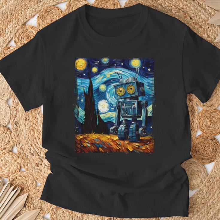 ビンテージロボットアート ゴッホ おもちゃ ロボットビルダー ロボティクス 長袖tシャツ Tシャツ 高齢者への贈り物