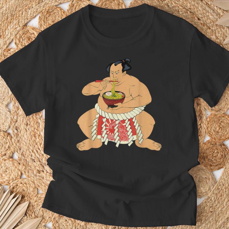 ビンテージ相撲力士 Eat ラーメン ヌードル アニメ 日本語 Tシャツ 高齢者への贈り物