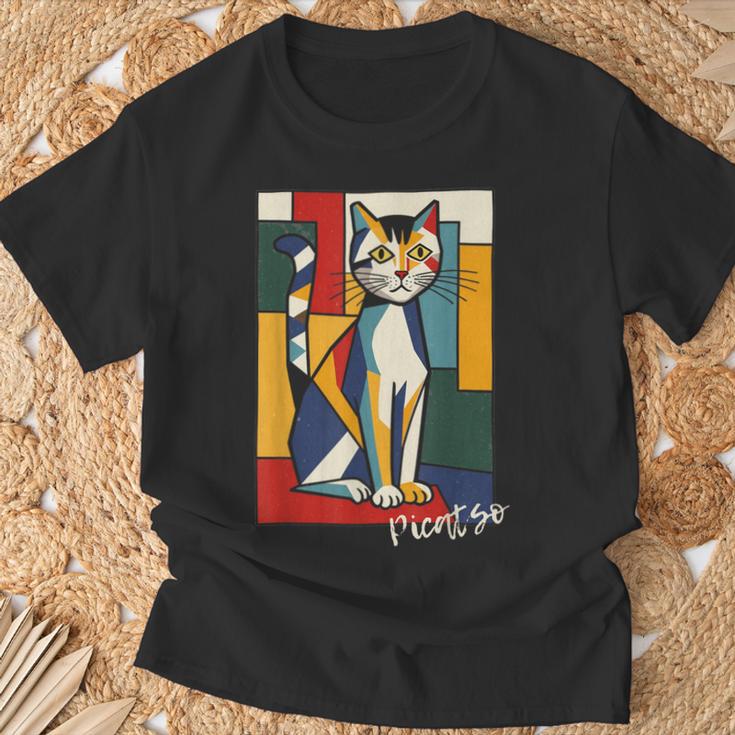 ピカソ猫 – ヴィンテージキュビズムアート風デザイン Tシャツ 高齢者への贈り物