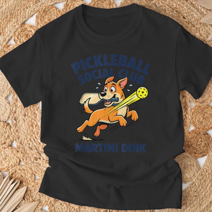 ピックルボール ソーシャル クラブ マティーニ ディンク 漫画 犬 Tシャツ 高齢者への贈り物