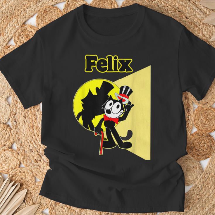 フェリックスブラックキャット漫画シルクハット＆ブロードウェイステージ＆スポットライト Tシャツ 高齢者への贈り物