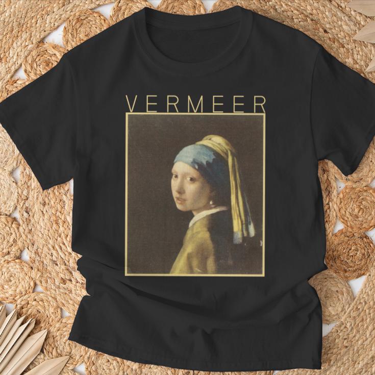フェルメール 真珠の耳飾りの少女 面白いtシャツ 絵画 アート メンズ 面白い 服 美術 グッズ 油彩画 長袖tシャツ Tシャツ 高齢者への贈り物
