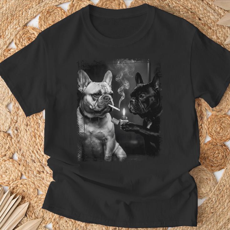 フレンチブルドッグ 喫煙犬 ライター モノクロアート 長袖tシャツ Tシャツ 高齢者への贈り物