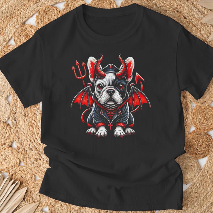 フレンチブルドッグ 悪魔 ハロウィン 鬼 コスチューム 地獄 サタン Tシャツ 高齢者への贈り物