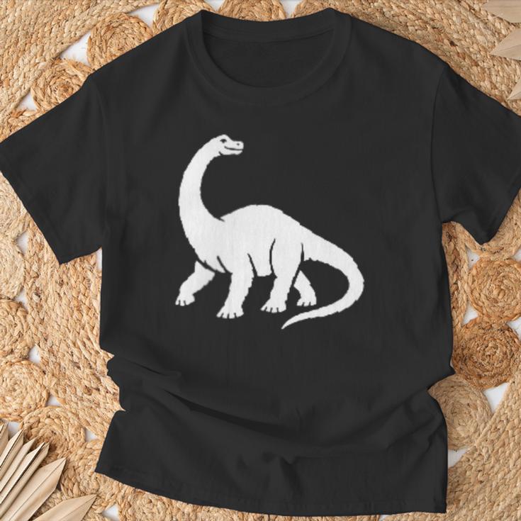 ブラキオサウルス ミニマリスト 恐竜 黒と白 Tシャツ 高齢者への贈り物