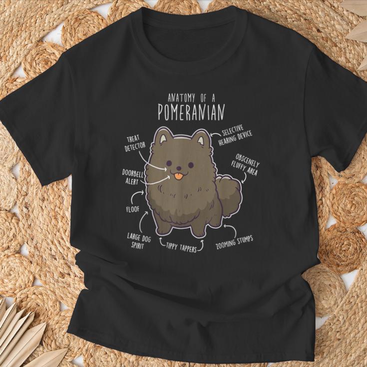 ブラックポメラニアン解剖学、面白くてかわいいペットポンポン、犬のお父さん。 Tシャツ 高齢者への贈り物