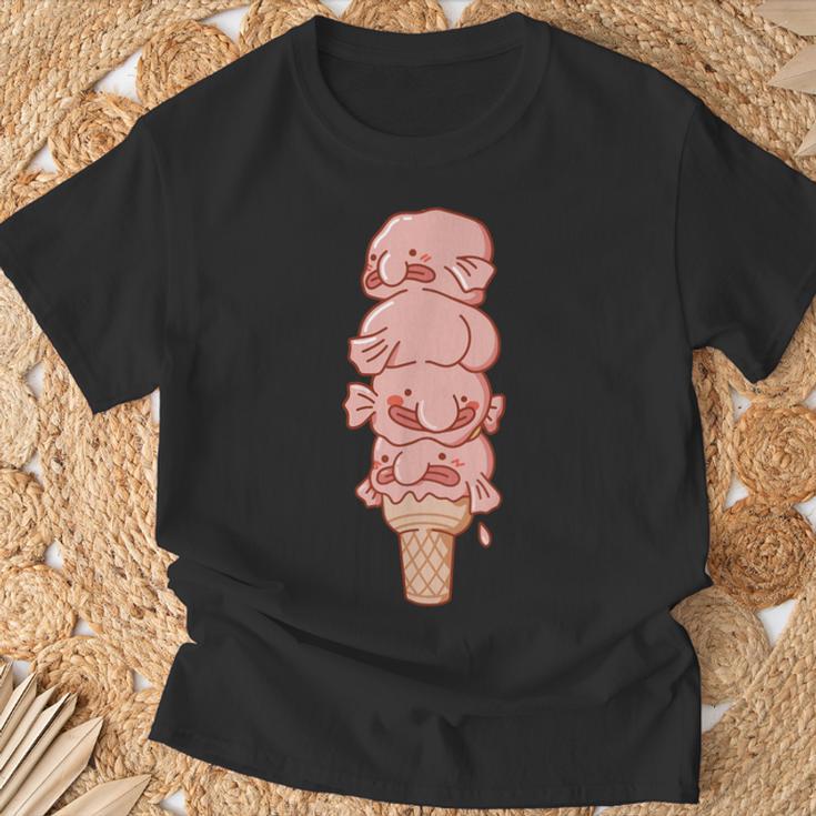ブロブフィッシュ アイス クリーム、面白いブロブフィッシュ Tシャツ 高齢者への贈り物