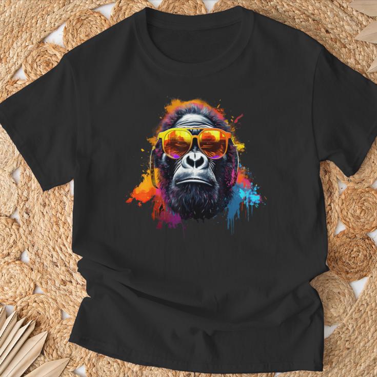 ヘッドフォンとサングラスをかけたdjモンキー音楽パーティーモンキー Tシャツ 高齢者への贈り物