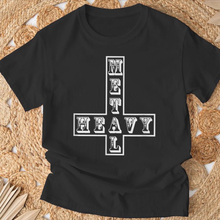 ヘビーメタル逆さま逆十字メタルヘッドサタン面白い Heavy Metal Inverted Crossatan Tシャツ 高齢者への贈り物