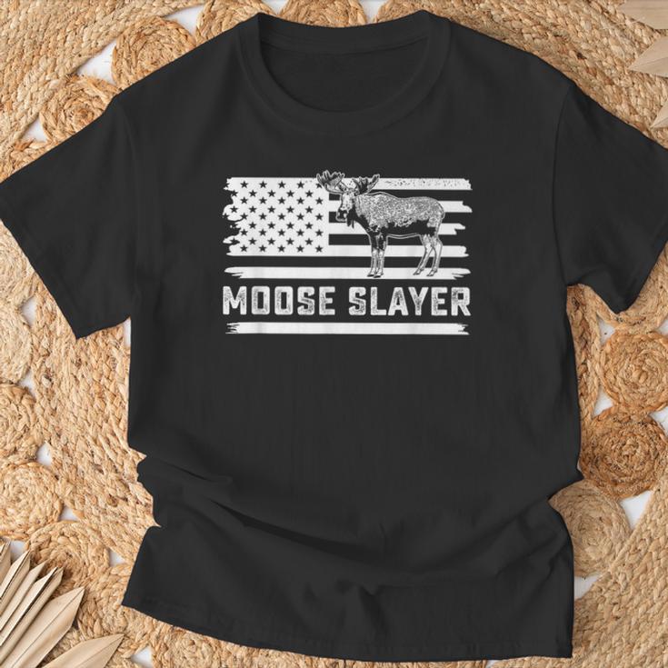 ヘラジカ ハンティング ビンテージフラッグ スレイヤー ハンター Tシャツ 高齢者への贈り物