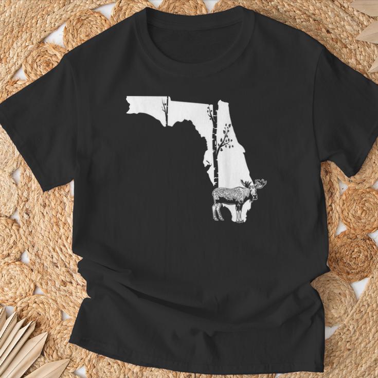 ヘラジカ狩り フロリダの地図 森のアート ハンター Tシャツ 高齢者への贈り物
