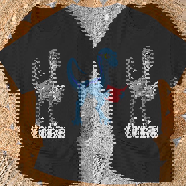 ベロシアダー ベロキラプトル 恐竜 読書 本好き Tシャツ 高齢者への贈り物