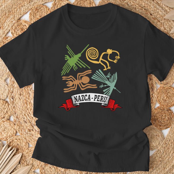 ペルーのナスカ線 ペルー古代地上絵ミステリーアート 長袖tシャツ Tシャツ 高齢者への贈り物