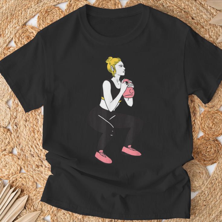 ボディービルダー 脚の日 女の子 ケトルベル フィットネス ボディービル Tシャツ 高齢者への贈り物