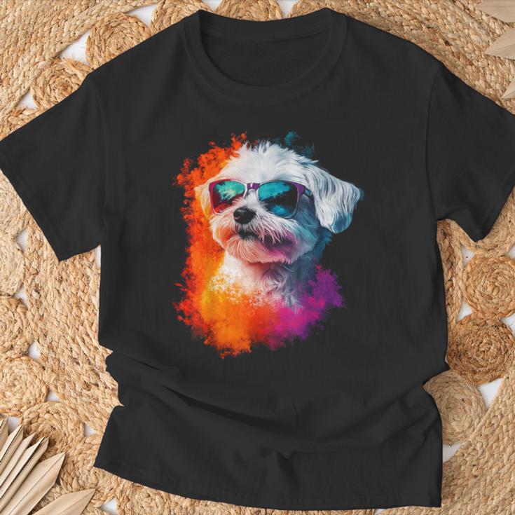 マルチーズ 犬 グラフィック ペット イラスト サングラス マルチーズ Tシャツ 高齢者への贈り物