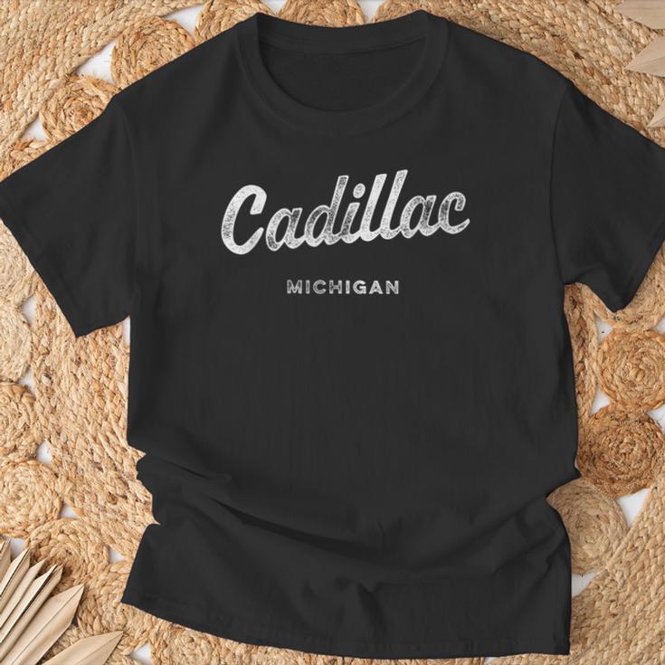 ミシガン州キャデラック ビンテージ アスレチック スポーツ スクリプト Tシャツ 高齢者への贈り物