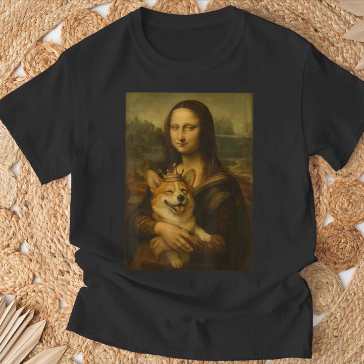 モナ・リサ・コーギー ロイヤル ペット ポートレート 傑作 Tシャツ 高齢者への贈り物