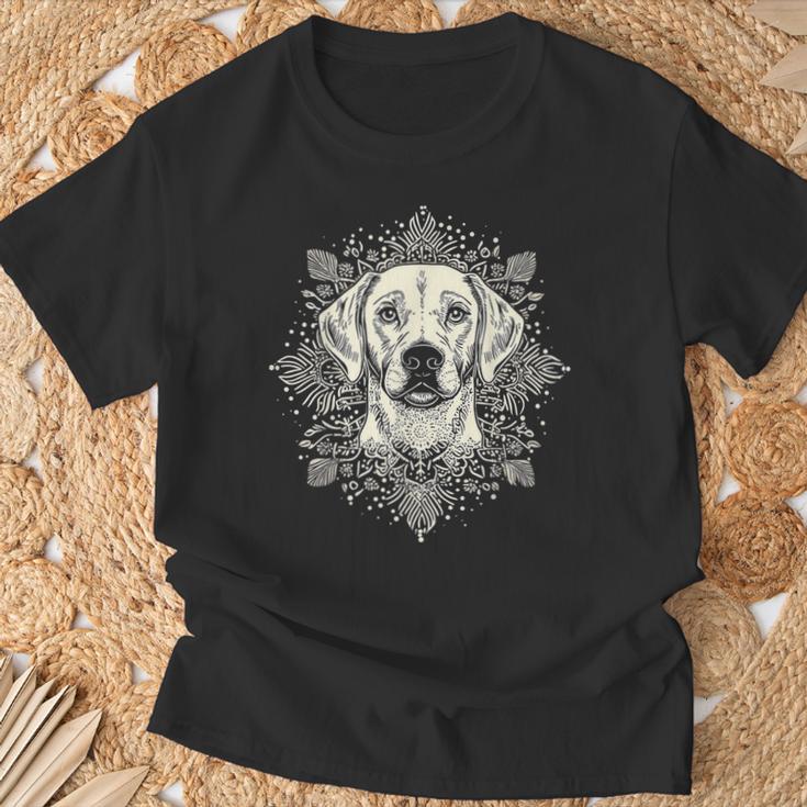 ラブラドールレトリバー 犬 モチーフ ペット 曼荼羅 ラブラドールレトリバー Tシャツ 高齢者への贈り物