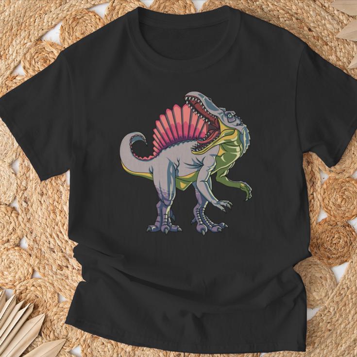 リアルなスピノサウルス 恐竜 先史時代の野生動物 長袖tシャツ Tシャツ 高齢者への贈り物