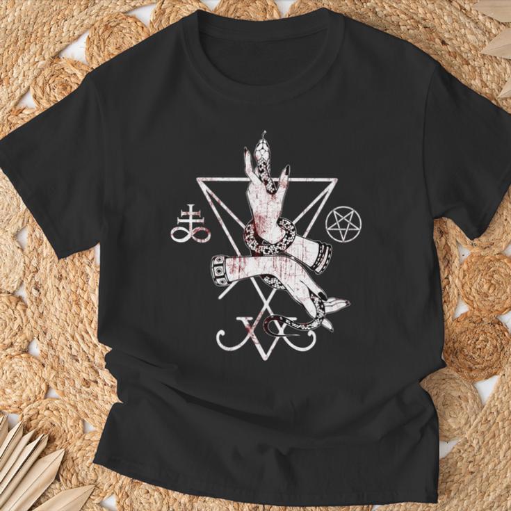 ルシファーの悪魔の紋章 五芒星とリヴァアタン十字架 長袖tシャツ Tシャツ 高齢者への贈り物