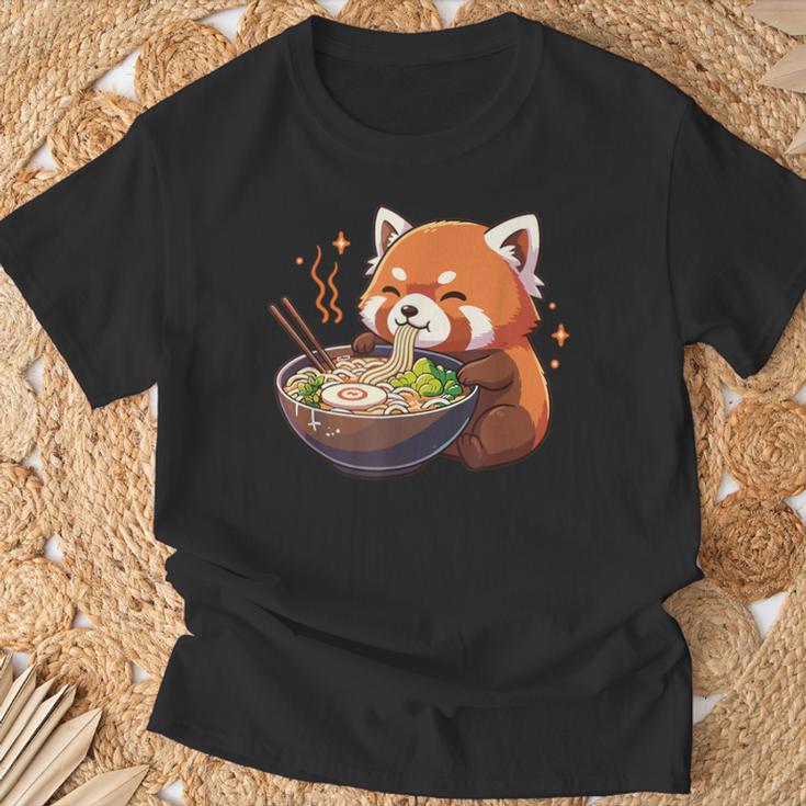 レッサーパンダ ラーメン かわいいレッサーパンダ Tシャツ 高齢者への贈り物
