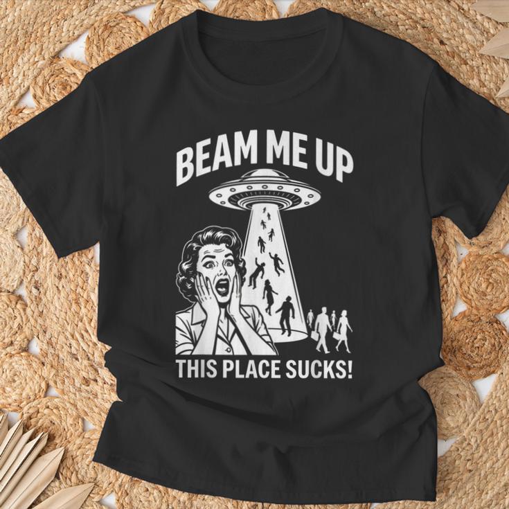 レトロufo宇宙船 Tシャツ 高齢者への贈り物