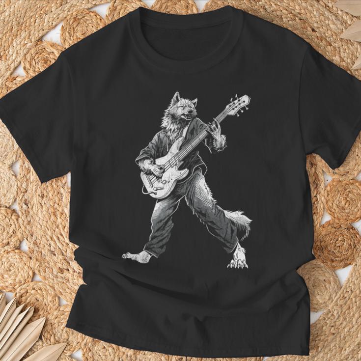 ロックンロールとギターのロッキングウルフ ヴィンテージ Rock Music Tシャツ 高齢者への贈り物