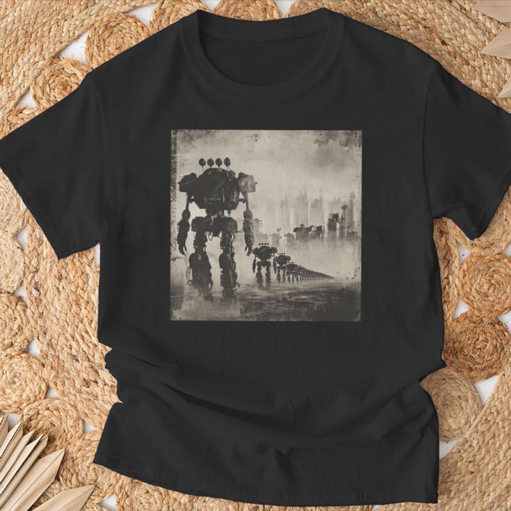 ロボットの行進、Sf、ロボット 長袖tシャツ Tシャツ 高齢者への贈り物
