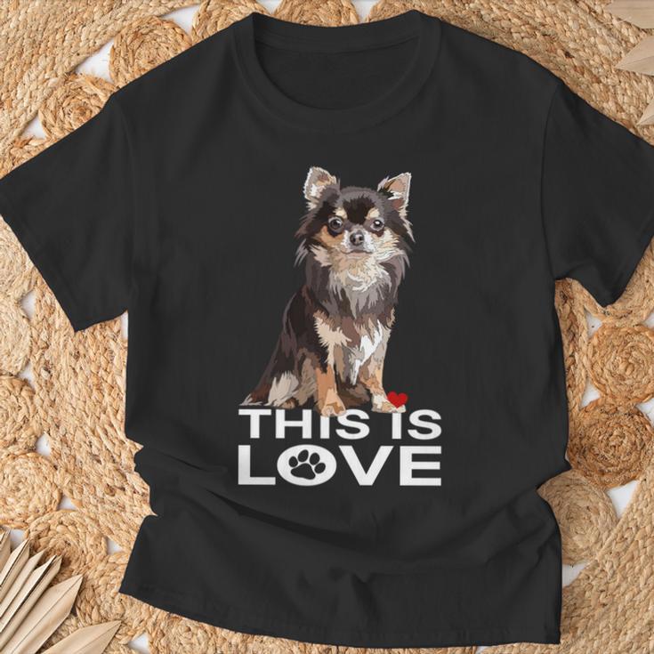 ロングヘア チワワ犬 This Is Love Brown チワワ 恋人 長袖tシャツ Tシャツ 高齢者への贈り物