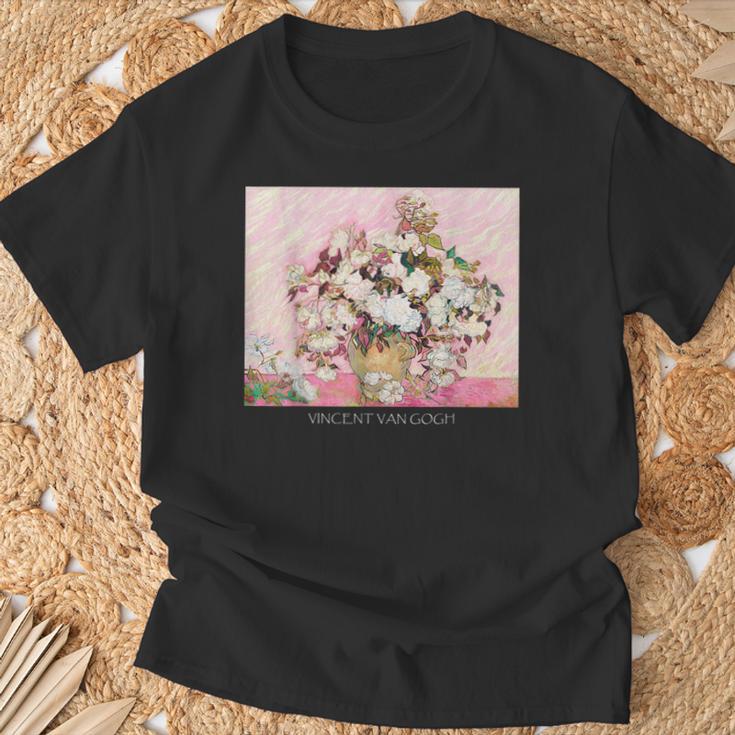 ヴィンセント・ファン・ゴッホ作 パステルヴィンテージローズ 美しい絵画 Tシャツ 高齢者への贈り物
