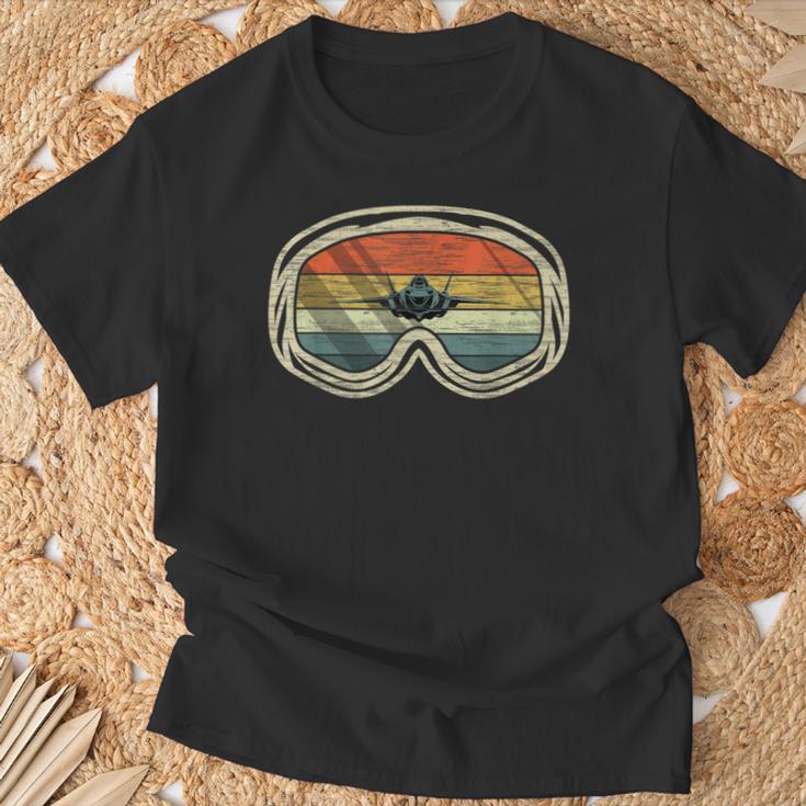 ヴィンテージ F-35 戦闘機 ミリタリー ヘルメット ゴーグル Tシャツ 高齢者への贈り物