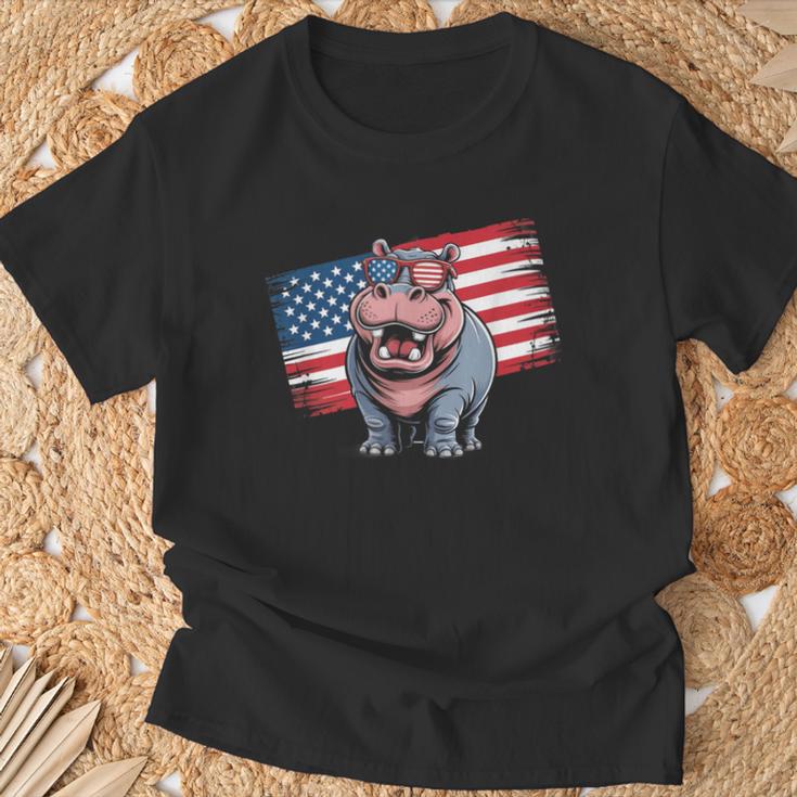 ヴィンテージ カバ アメリカ国旗 サングラス Tシャツ 高齢者への贈り物