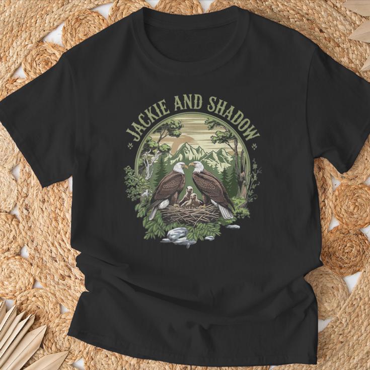 ヴィンテージ ジャッキーとシャドウ 白頭ワシファミリー 自然愛好家 Tシャツ 高齢者への贈り物