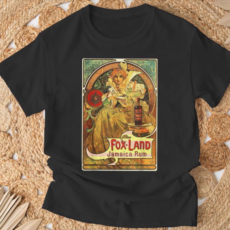 ヴィンテージ ジャマイカ ラム 広告ポスター ガール アルフォンス・ミュシャ Tシャツ 高齢者への贈り物