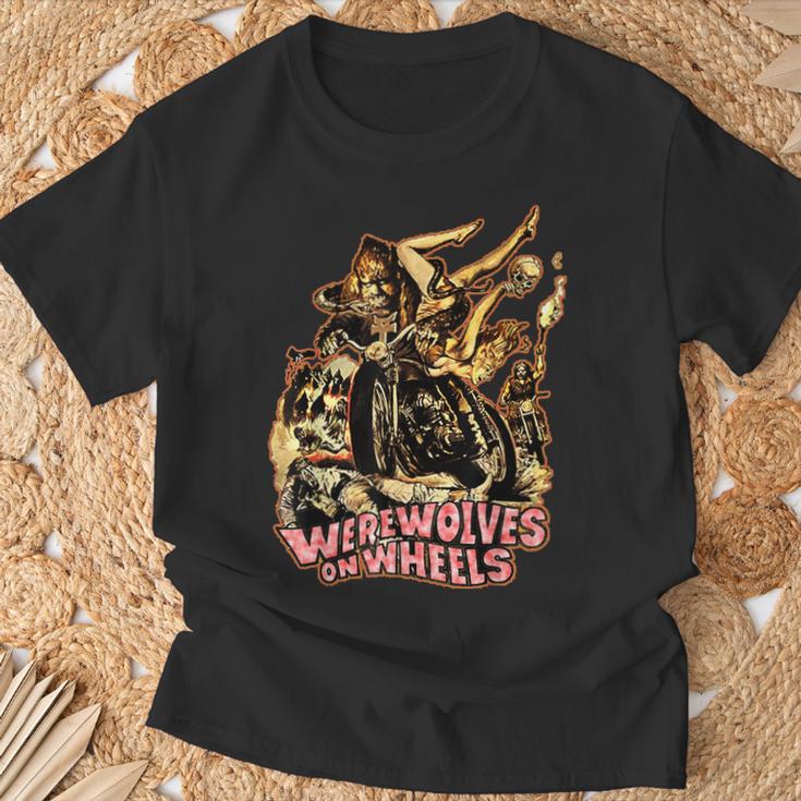 ヴィンテージ ホラー 狼男 ホイールバイカー Tシャツ 高齢者への贈り物
