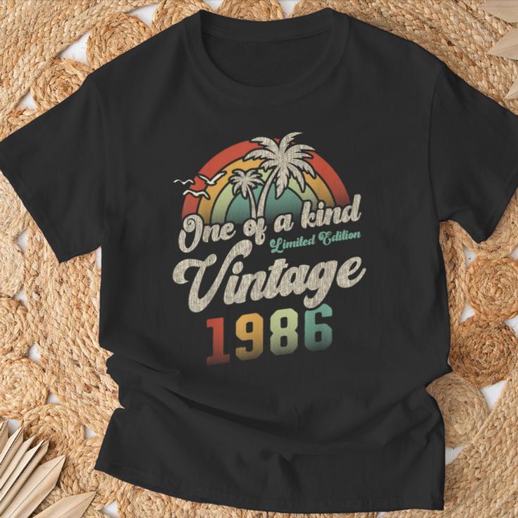 ヴィンテージ1986バースデー40年パームツリー Tシャツ 高齢者への贈り物