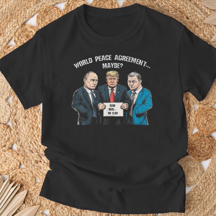 世界平和協定 トランプ プーチン ゼレンスキー ウクライナ ユーモア Tシャツ 高齢者への贈り物