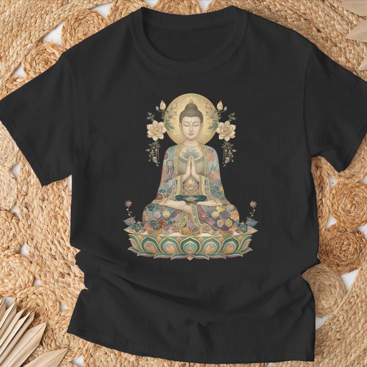 仏像 ヨガ 仏教 禅 瞑想 Tシャツ 高齢者への贈り物