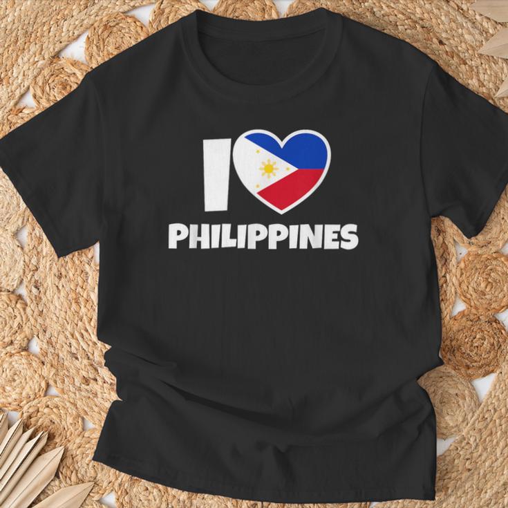 国旗とハートのアイ・ラブ・フィリピン Tシャツ 高齢者への贈り物