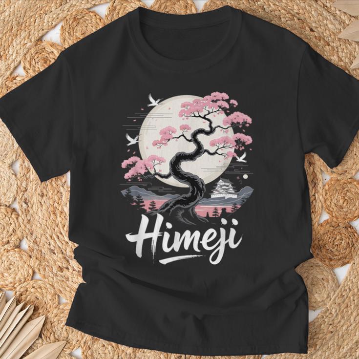 姫路 桜 月 情景 日本の風景 Tシャツ 高齢者への贈り物