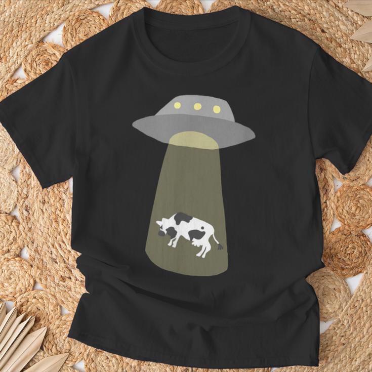 宇宙船 牛 宇宙人 誘拐 Tシャツ 高齢者への贈り物