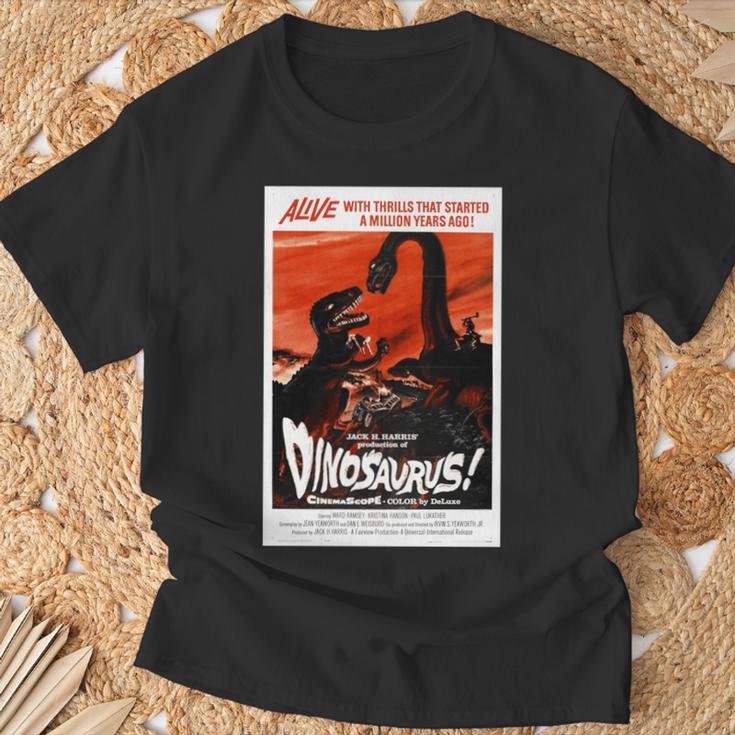 恐竜レトロヴィンテージ映画ポスタープリント 長袖tシャツ Tシャツ 高齢者への贈り物