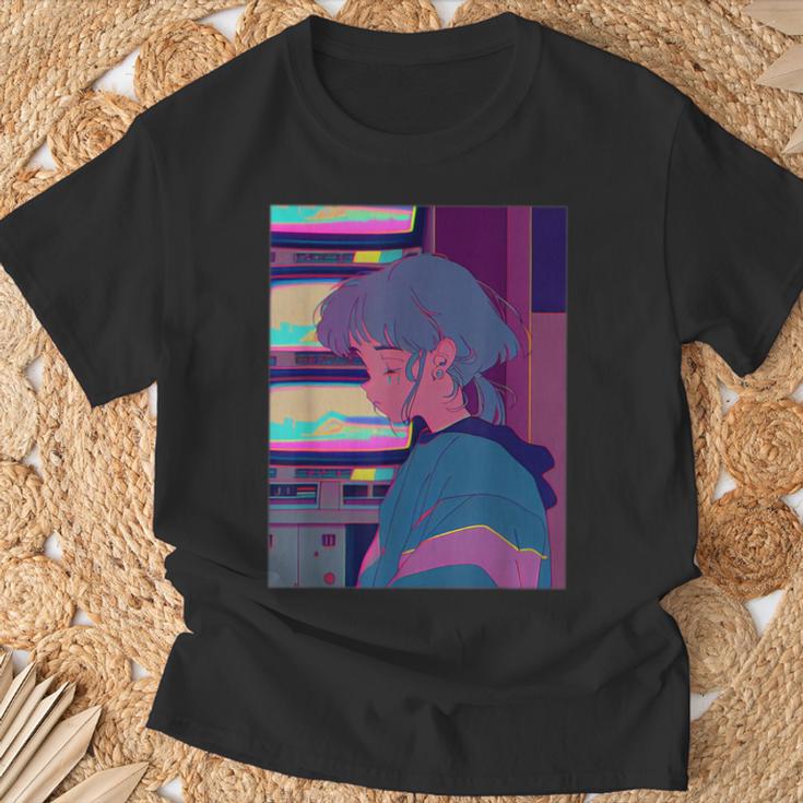 悲しい泣き少女 ヴィンテージアニメイラスト 80年代90年代美的 Tシャツ 高齢者への贈り物