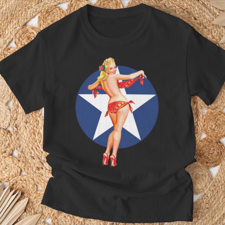 愛国心 ヴィンテージ セクシー ピンナップ 女の子 長袖tシャツ Tシャツ 高齢者への贈り物