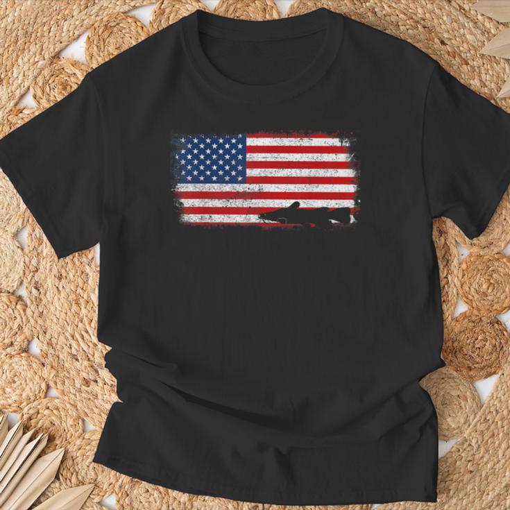 愛国的なクリスタルアイ ナマズフィッシュ アメリカ国旗 ビンテージ Tシャツ 高齢者への贈り物