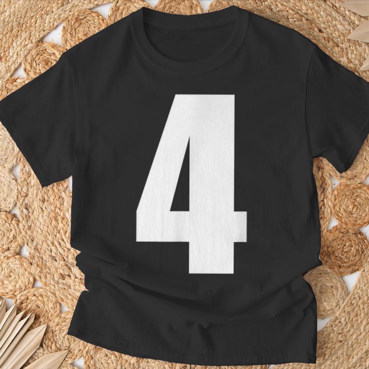 数字 四 数字 4 プレーン 白 数字 Tシャツ 高齢者への贈り物