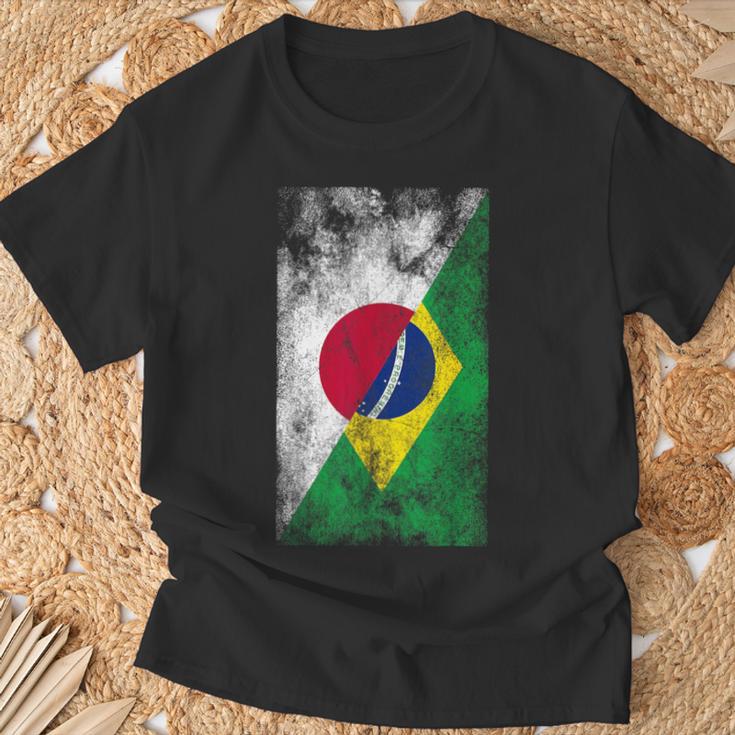 日本とブラジルの国旗 日本ブラジル人 Tシャツ 高齢者への贈り物